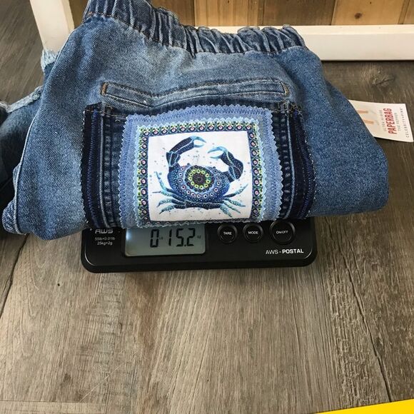 Upcycled NWT Celebrity Pink Paper-bag The Pepper Denim Shorts Sz XL OOAK - Picture 11 of 14